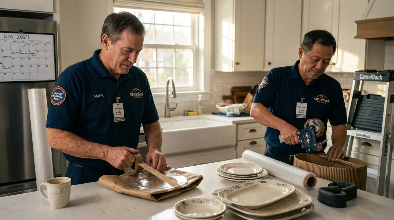 Professional crew packing kitchen dishware in Buffalo, TX
